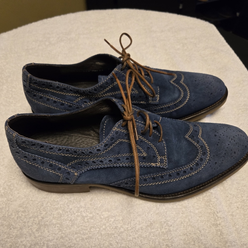 Donald J Pliner Blue Suede Shoes (Wingtips) NWOT